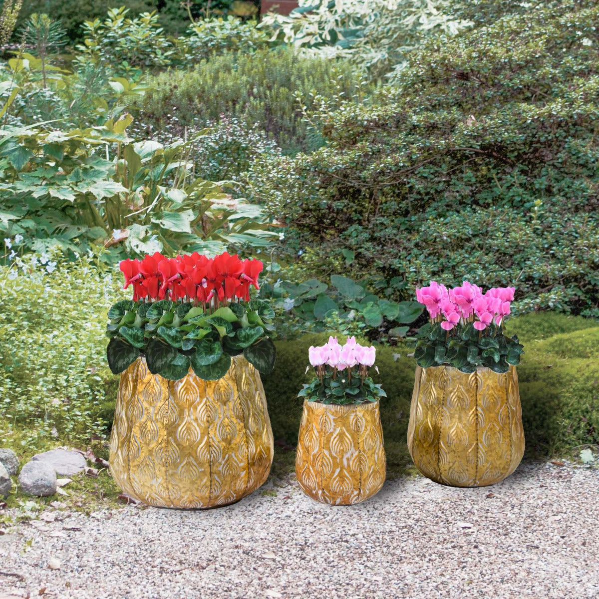 Pflanztopf Pflanzgefäß Zinktopf Cauldron Gold 19cm Rund Blumentopf Metall Übertopf