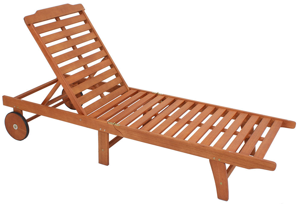 Gartenliege Sonnenliege PALM SPRINGS klappbar rollbar Relaxliege Holz Eukalyptus FSC 100%