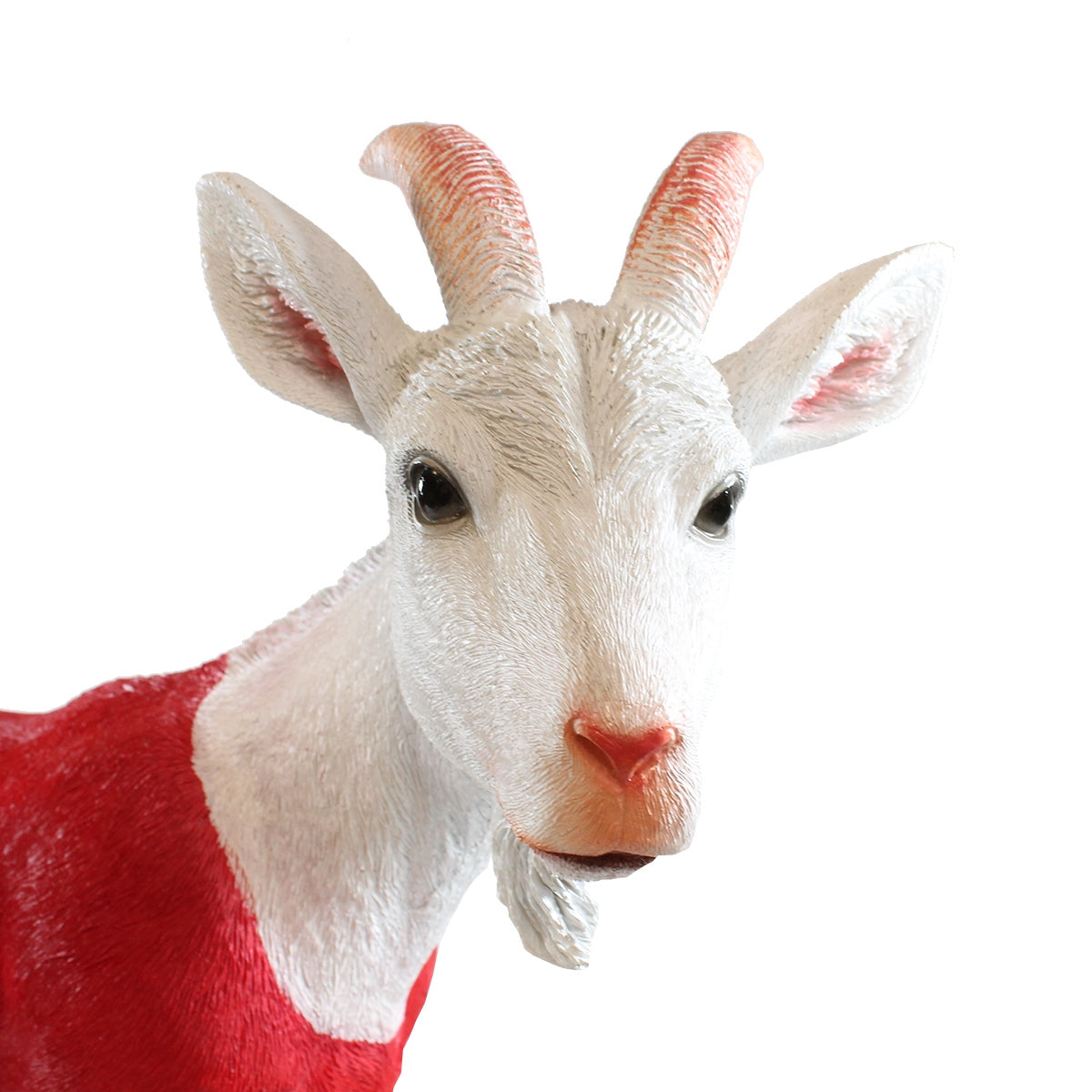 colourliving Dekofigur Ziegenbock Figur Bruce rot-weiß 45 cm Geißbock Gartenfigur Tierfigur