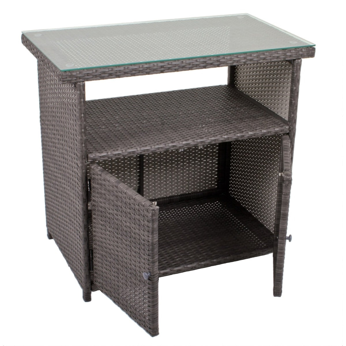 Garden Pleasure Sideboard Padua grau| Rattan Sideboard 90x50x84cm, Terassen Sideboard wetterfest, Anrichte, Sideboard Rattangeflecht, Terassenschrank