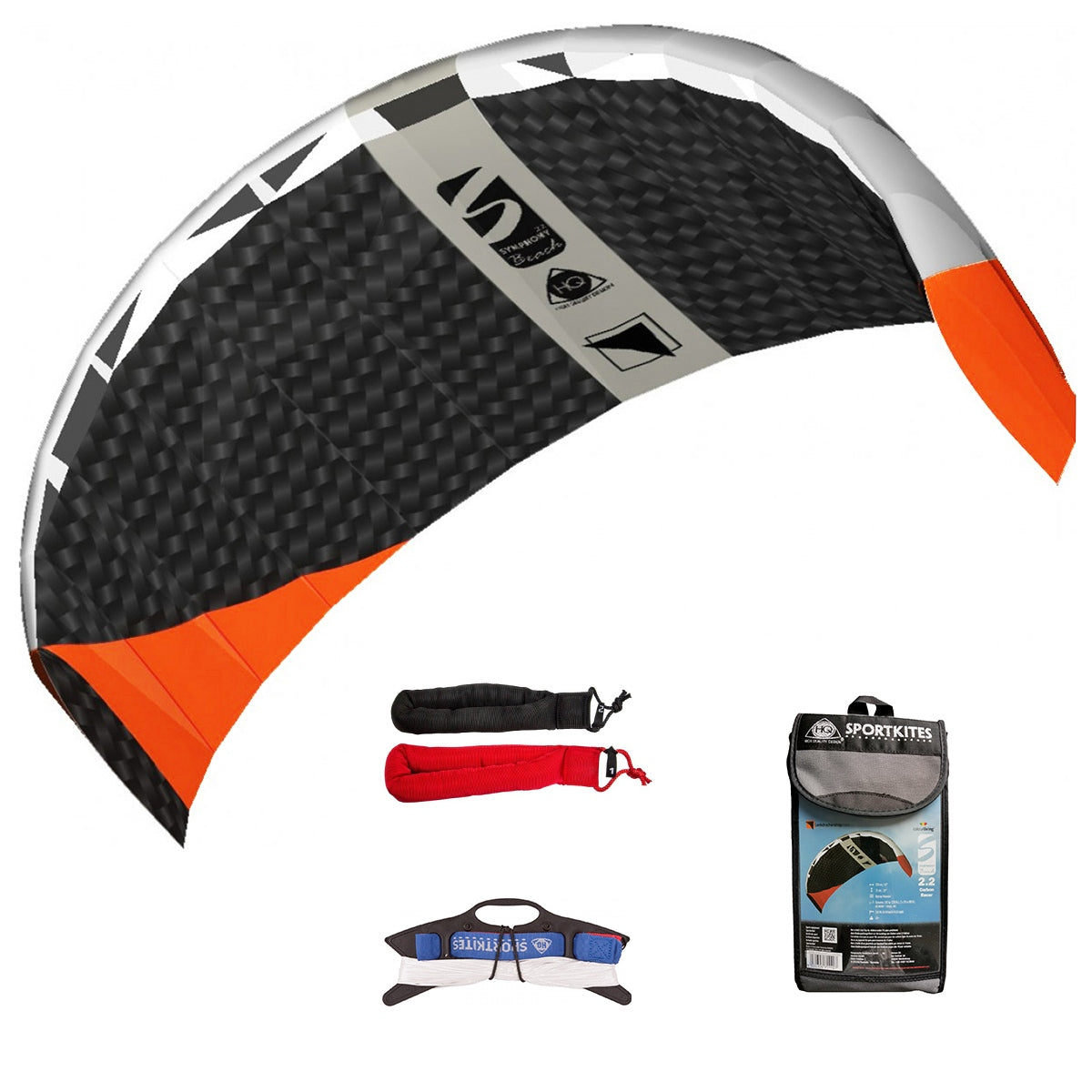 Lenkmatte HQ Symphony Beach III 2.2 Carbon Racer Bundle Ready to Fly Lenkmatte 2 Leiner Kite Matte