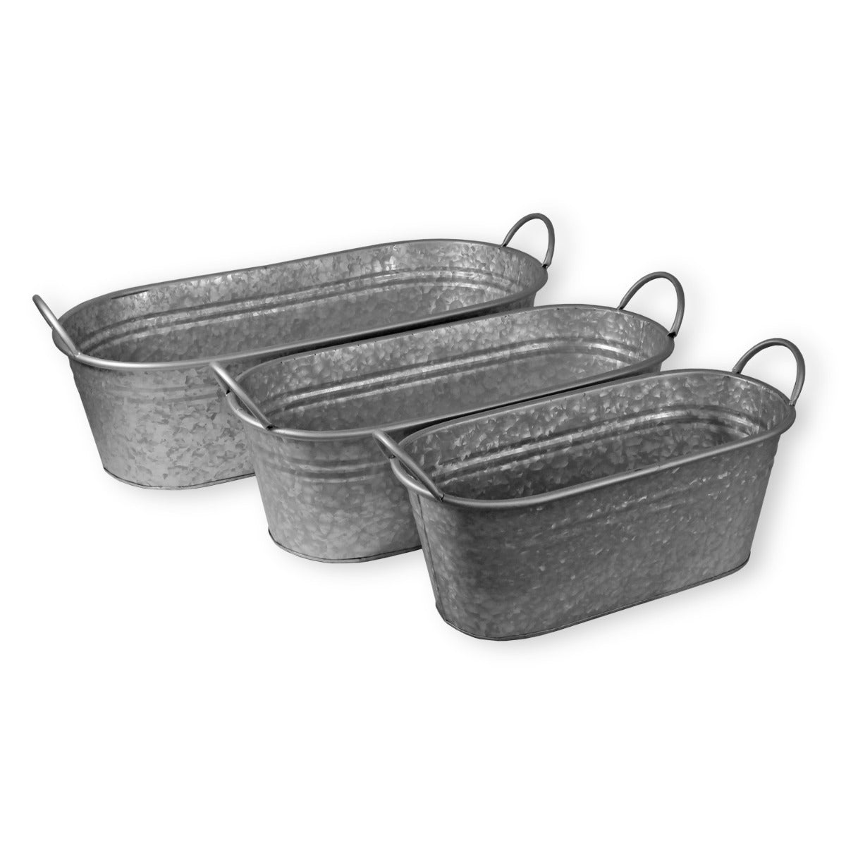 Pflanzkübel Pflanztopf Pflanzgefäß Zinkwanne 3er Set Silber Blumentopf