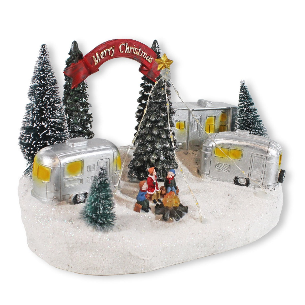 Weihnachtsstadt beleuchtet verschneites Weihnachtsdorf beleuchtet Weihnachtscamping LED Weihnachtsstadt