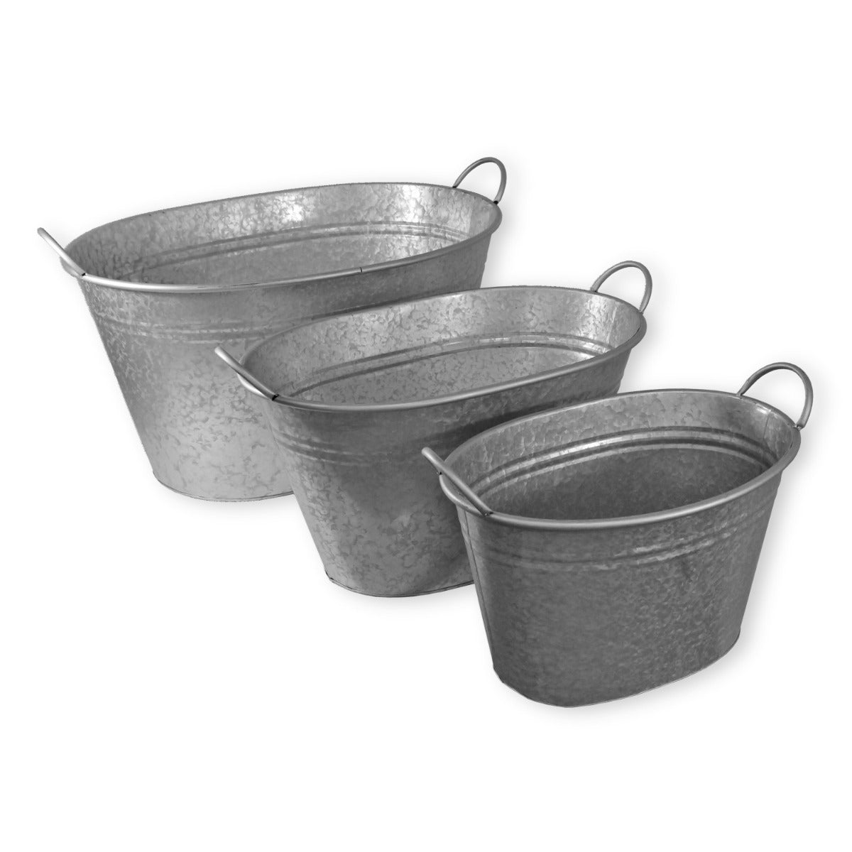 Pflanztopf Pflanzgefäß Zinkwanne 3er Set Silber Blumentopf Pflanzkübel