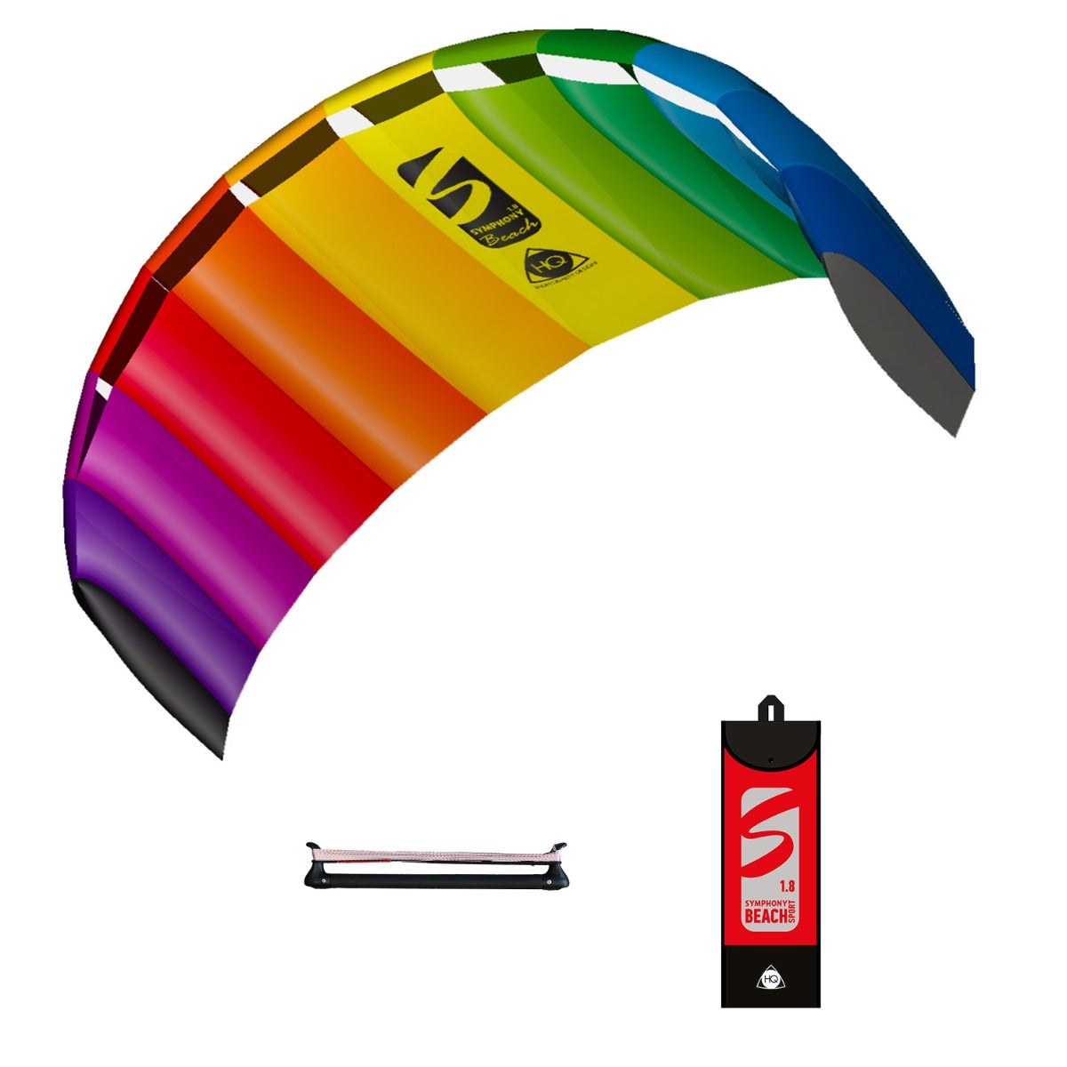 Lenkmatte HQ Symphony Beach III 1.8 Sport Rainbow mit Controlbar Allround Lenkdrachen Kite