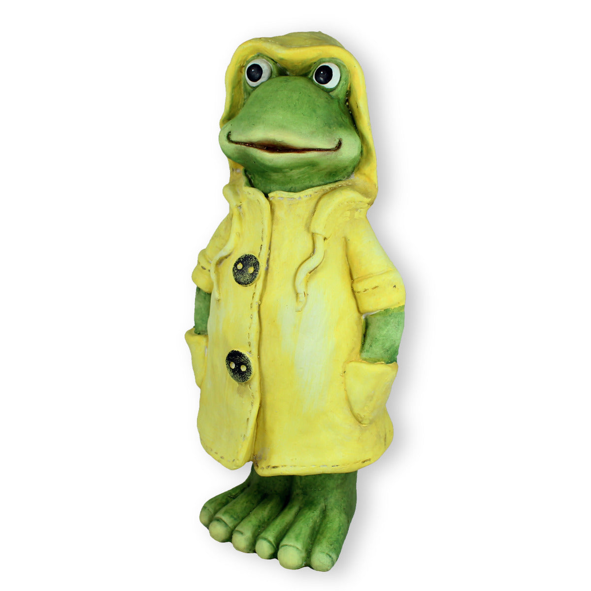 Frosch Dekofigur stehend mit Mantel in gelb Gartenfigur Frosch Froschfigur Teichdeko