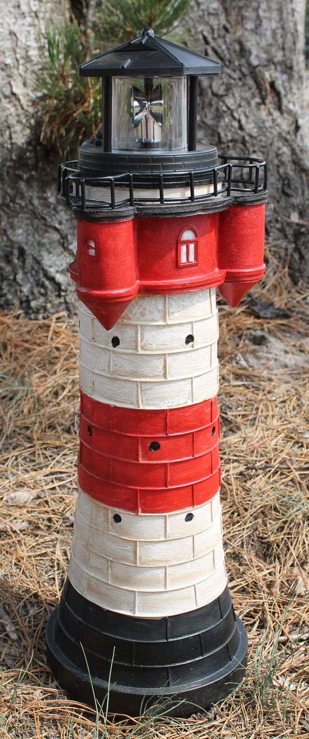 Leuchtturm Roter Sand Solar 50 cm Solarbetrieben Maritime Dekoration mit LED Beleuchtung
