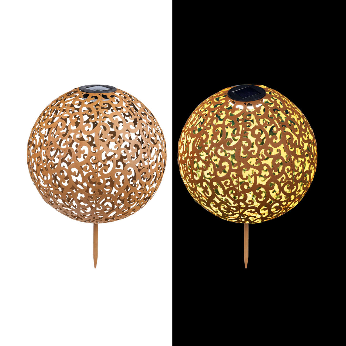 LED Solar Kugelleuchte Edelrost Solar Dekokugel 30 cm Solarkugel für den Garten