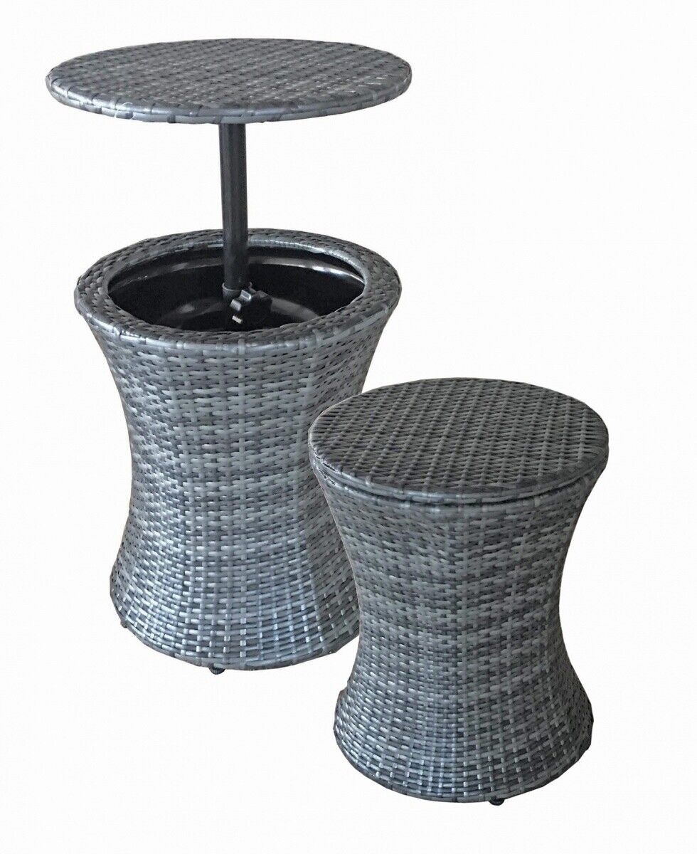 Balkontisch Stehtisch Gartentisch rund Tisch höhenverstellbar 45 cm Getränkekühler Bistrotisch Beistelltisch