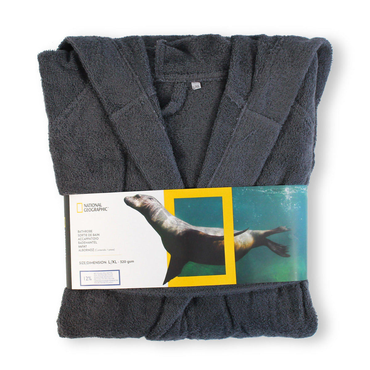 National Geographic Bademantel für Herren Gr. L/XL in der Farbe Grau