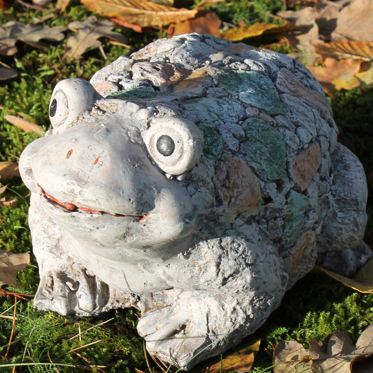 Frosch Figur in Stein Optik Gartenfigur Frosch Deko Tierfigur