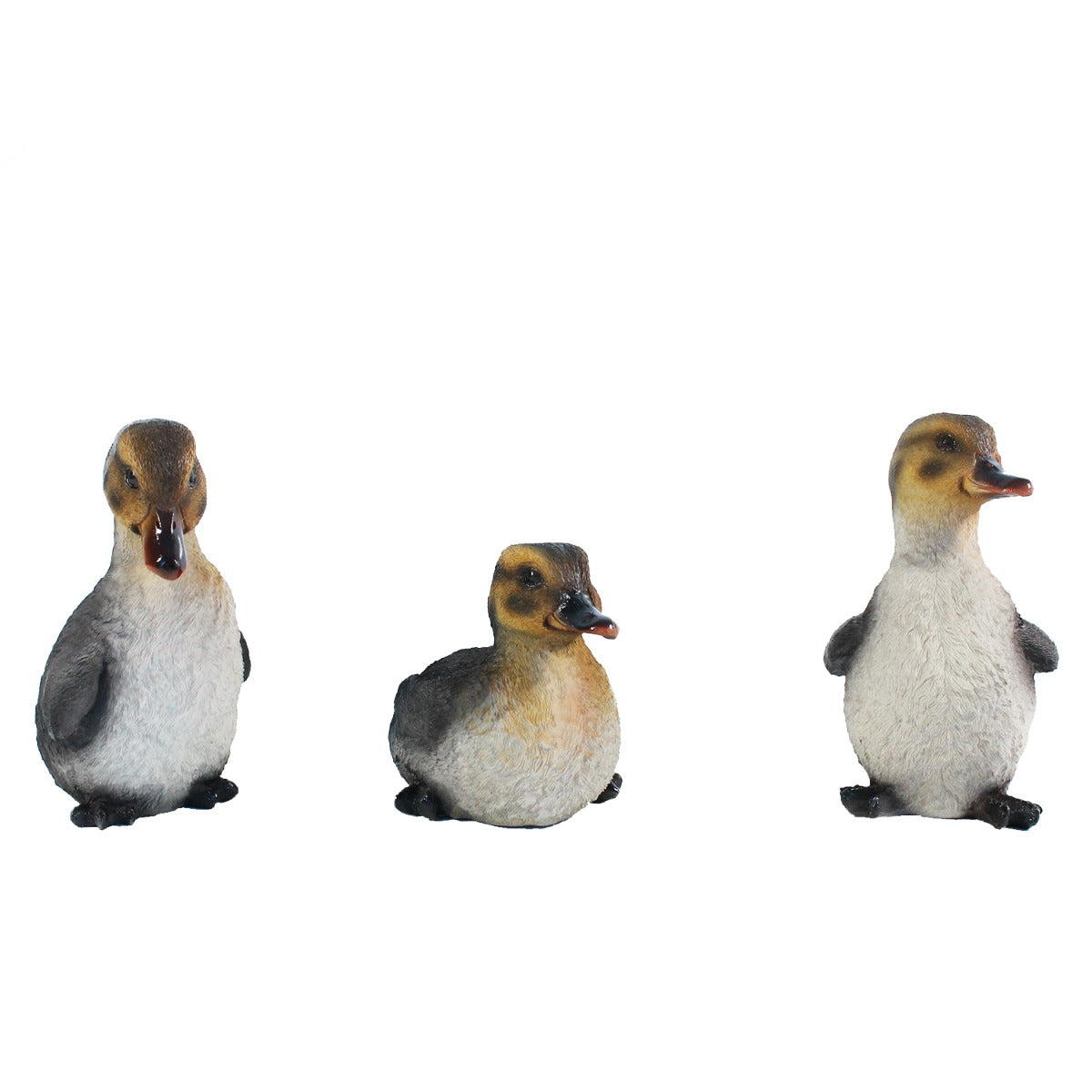Enten Figur 3er Set sitzend Deko Enten Garten Bauernhof Tierfigur Gartenfigur Entchen