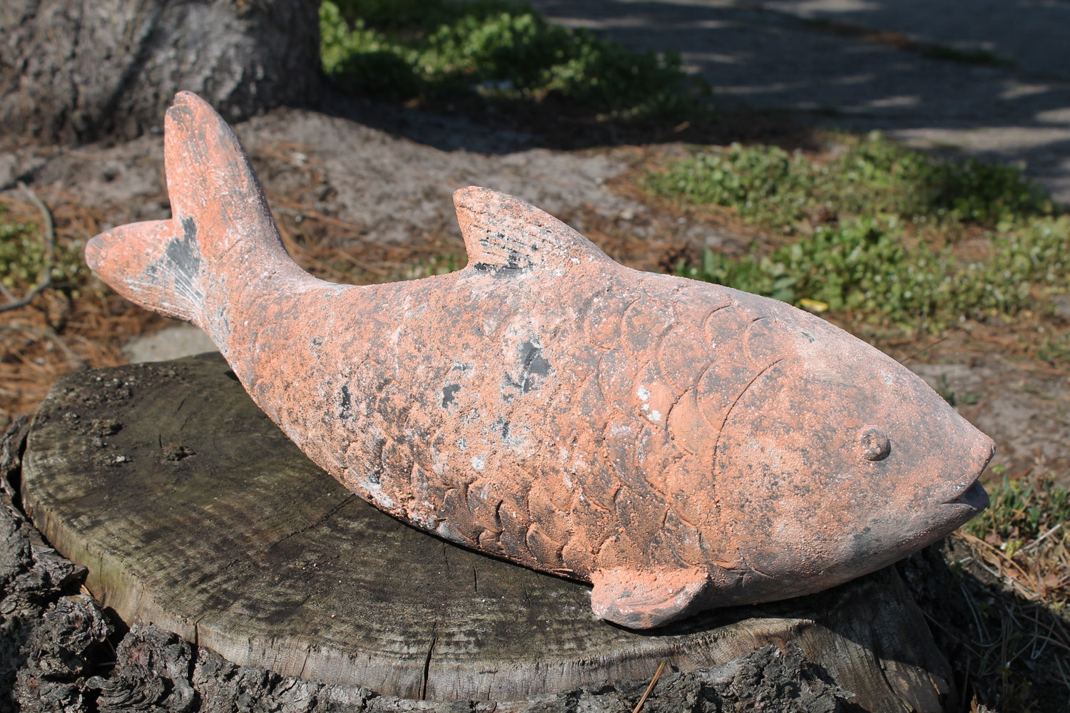 Dekofigur Fisch Figur in Steinoptik Teichdeko Fischfigur für Gartenteich