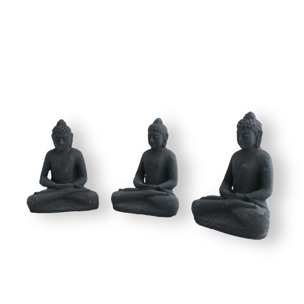 Dekofigur Buddha 3er Set aus Stein Meditation Feng Shui Gartenfigur Dekoration