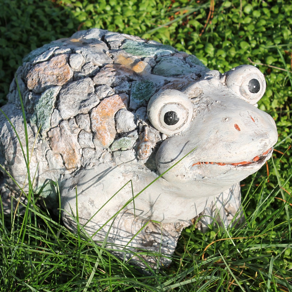 Frosch Figur in Stein Optik Gartenfigur Frosch Deko Tierfigur