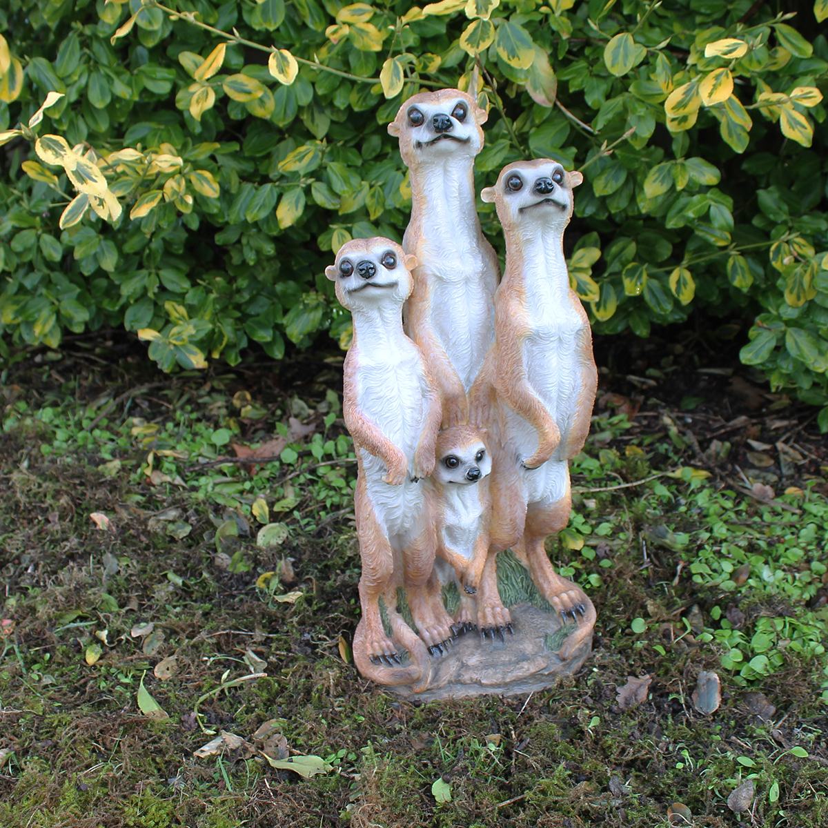 Erdmännchen Figur XL Erdmännchen Gartenfigur Familie Frettchen Deko Familie Erdmann