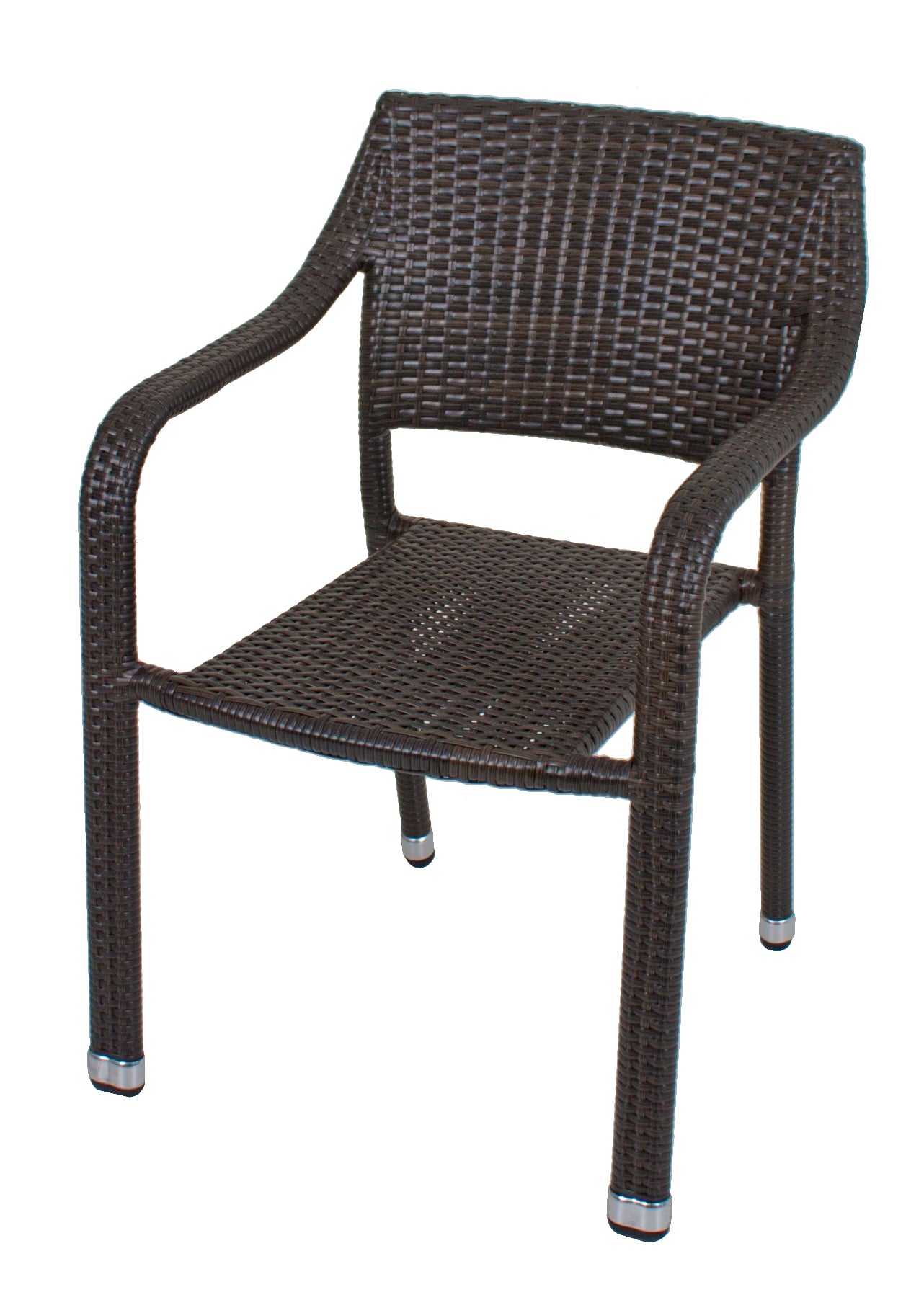 Gartenstuhl Stapelstuhl Armlehnstuhl CHARLESTON 4er Set Aluminium Kunststoffgeflecht Coffee Polyrattan Outdoor