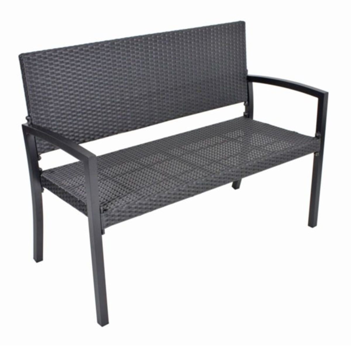 Garden Pleasure Parkbank Sanremo - 2-Sitzer Gartenbank Rattan, Rattanbank in schwarz, Poly-Rattan & Aluminium Rahmen, Rattan Sitzbank