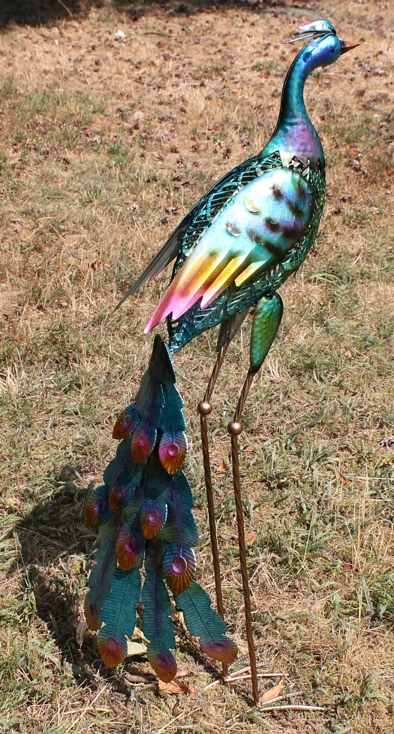 Dekofigur Pfau Dekovogel 88 cm Teichfigur Metallfigur Gartendeko Teich Fischteich