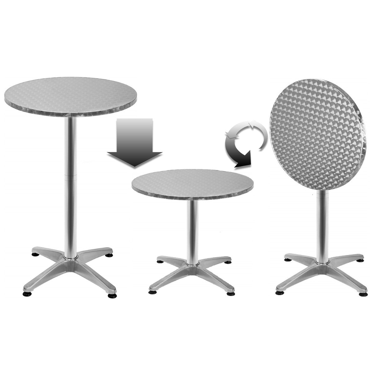 Stehtisch klappbar mit Stehtischhusse Deutschland Ø 60cm 2in1 Bistrotisch Aluminium höhenverstellbar 70cm / 110cm