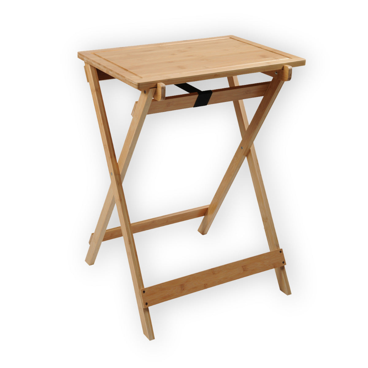 Serviertablett Tranchier- und Beistelltisch Schneidbrett mit Saftrille FSC Bambus 60x45x79 cm