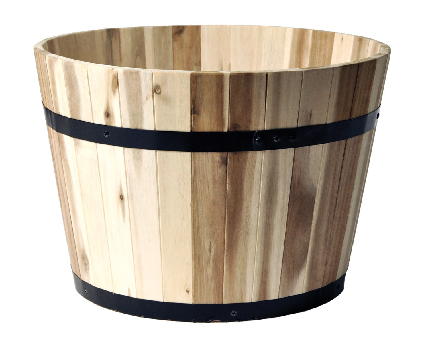 pflanztopf fass Pflanzkübel Holz rund 37 cm Holzfass Blumenkübel Blumentopf natur Akaz