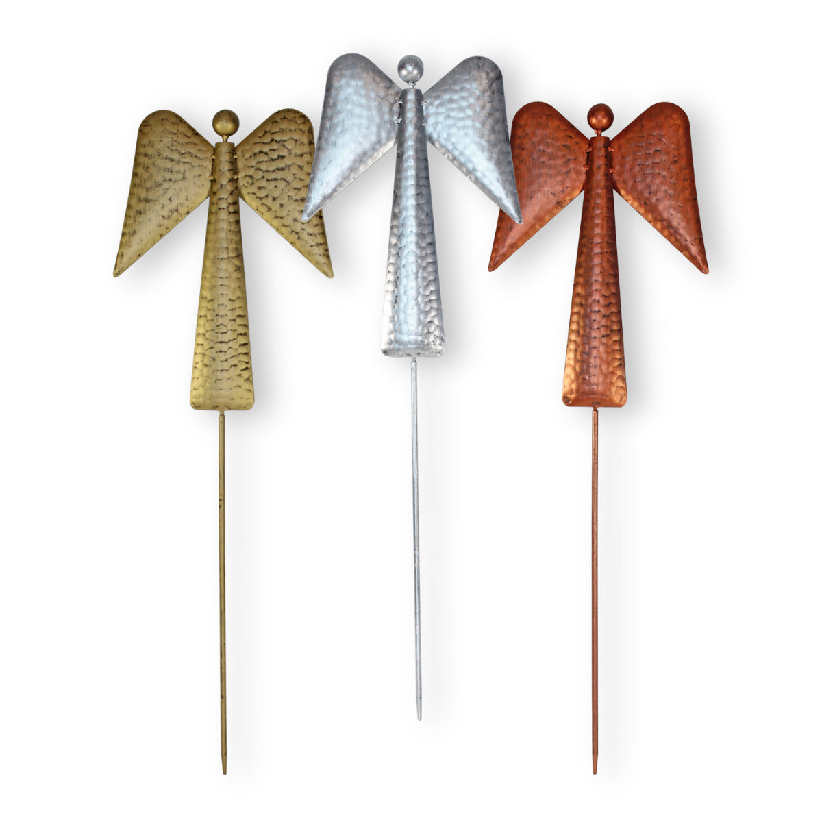 Engel Weihnachtsdeko 3er Set Grabengel Engel fürs Grab Weihnachtsdeko Engel Gartenstecker Metall