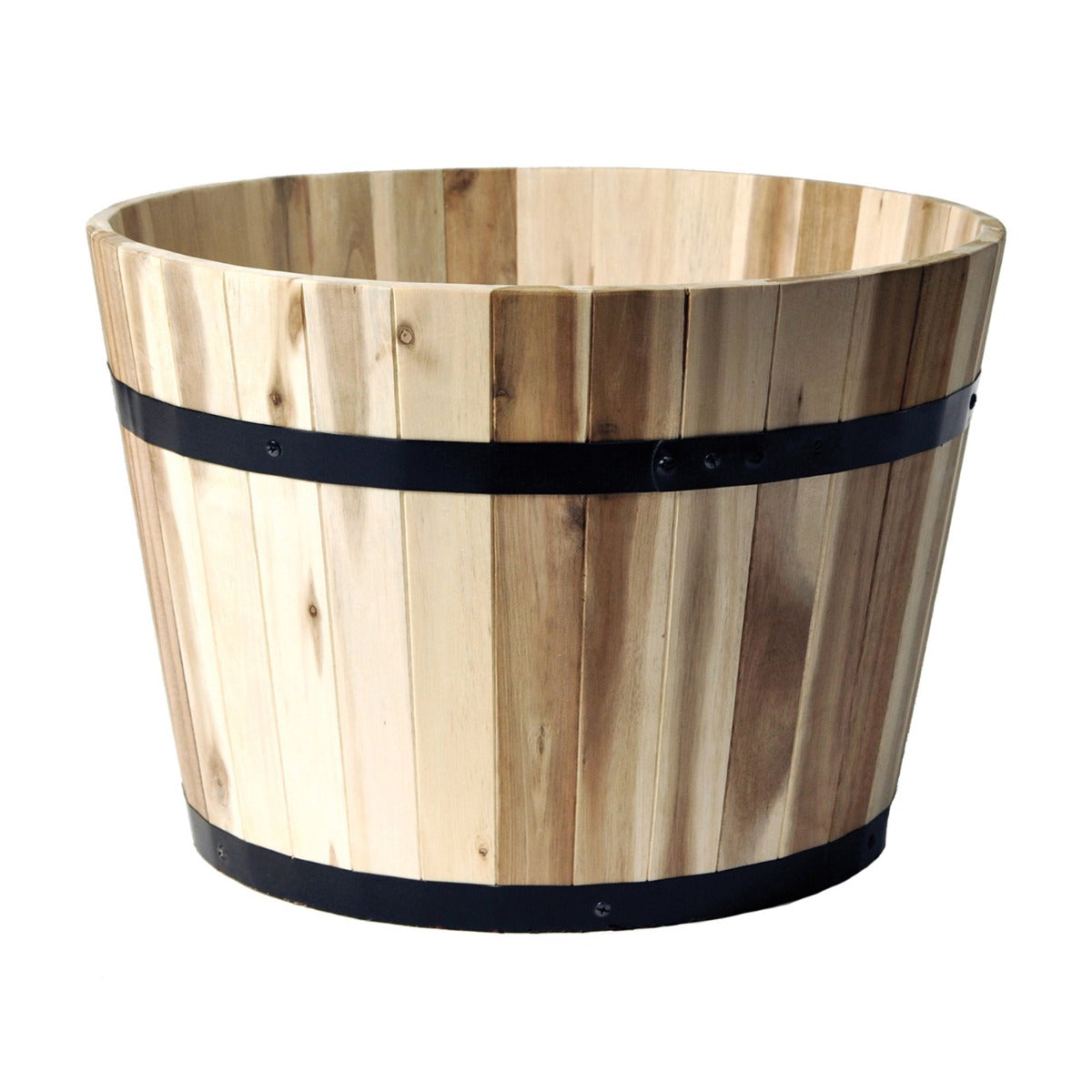 Pflanzkübel Holz rund 29 cm Holzfass Blumenkübel Blumentopf natur Akazienholz Pflanztopf