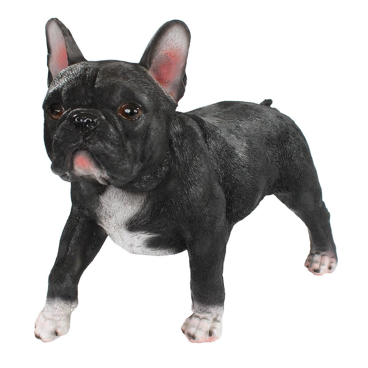 Hunde Figur Französische Bulldogge Figur stehend schwarz lebensechte Hundefigur