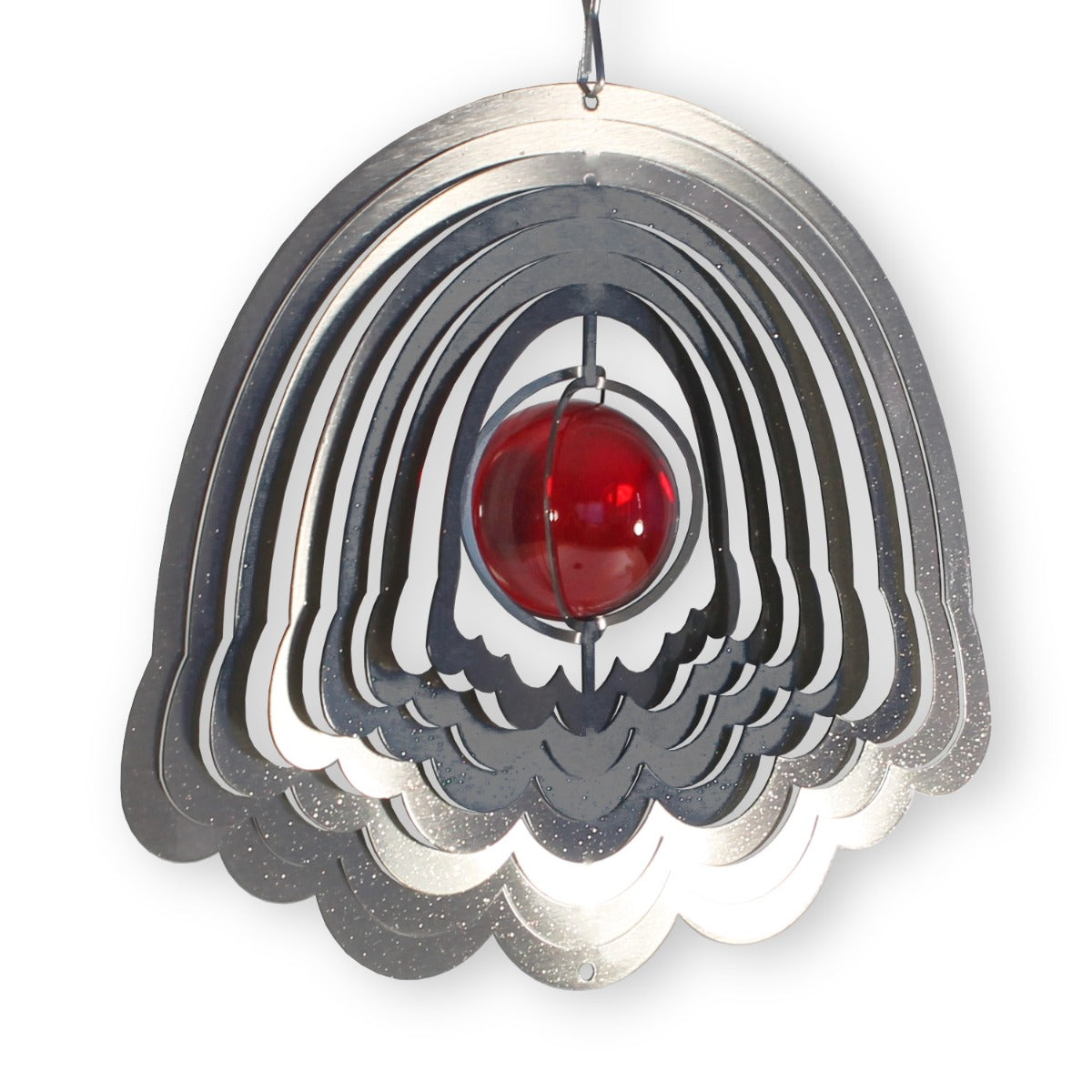 Windspiel Metall 3D Blume Edelstahl Windspiele hängend mit Glaskugel
