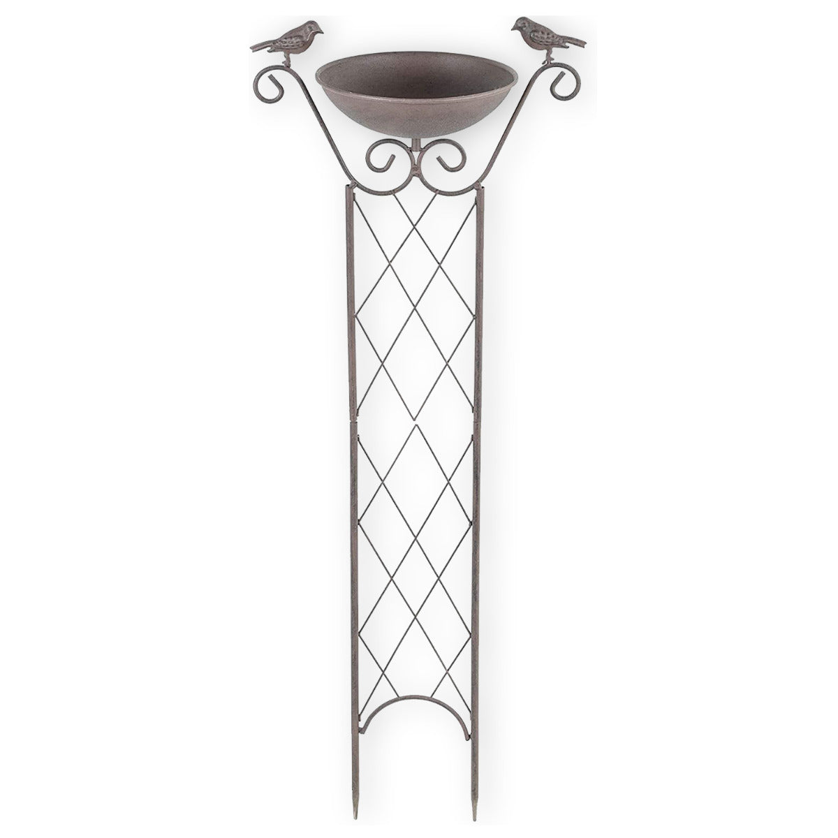 Vogelfutterstation Vogeltränke mit Rankhilfe und Erdspiess Vogelbad Gusseisen