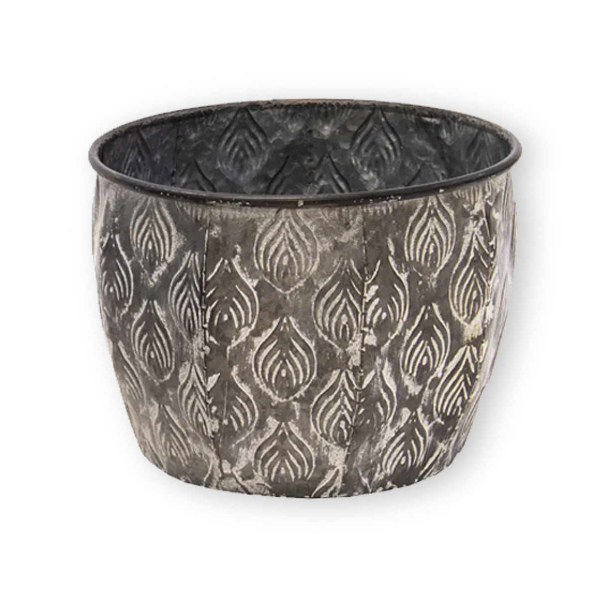 Pflanztopf Pflanzgefäß Zinktopf Ovum Pot Old Grey 30cm Rund Blumentopf Metall Übertopf