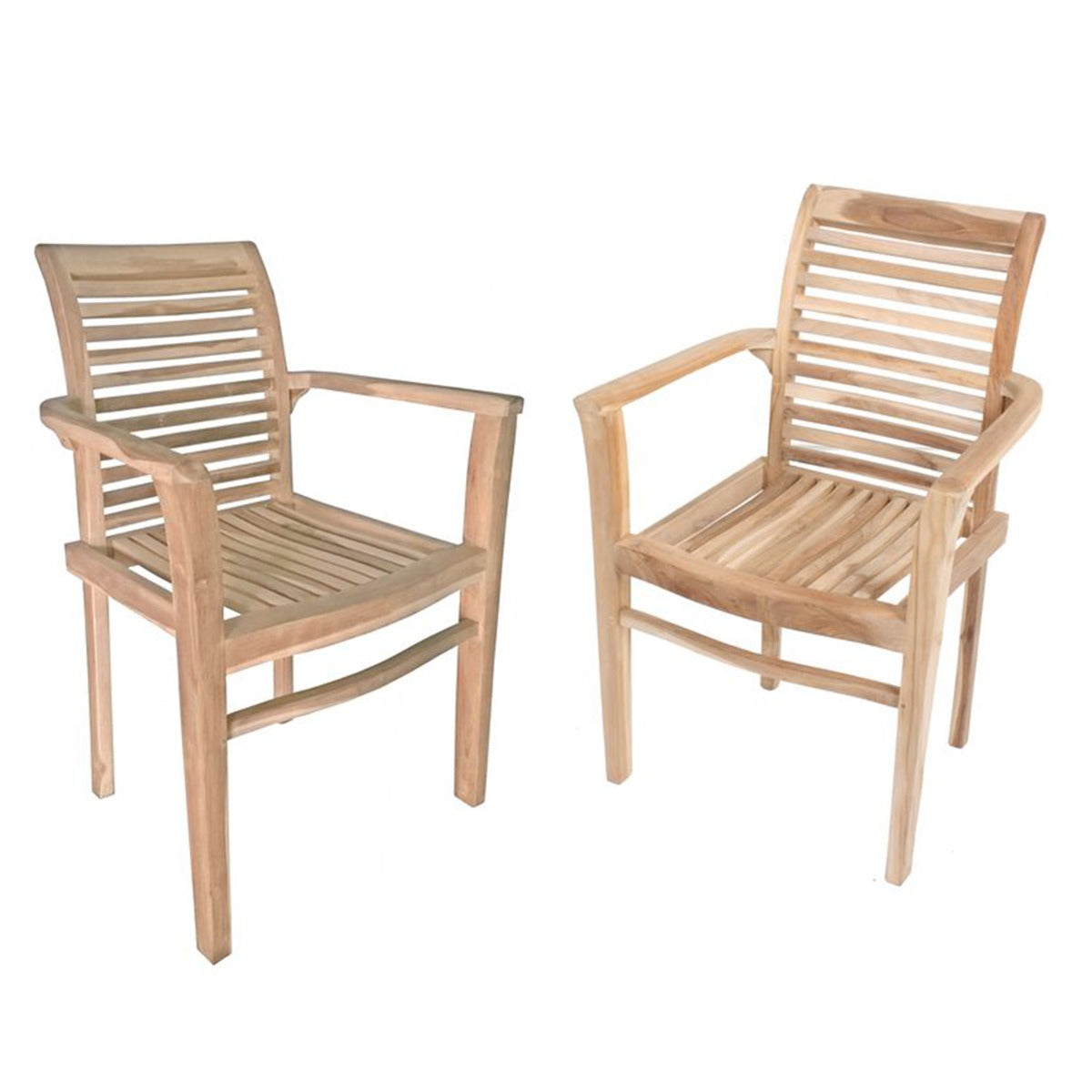 Garden Pleasure Stapelstuhl Java mit Armlehnen Set aus 2 robusten Gartenstühlen aus Holz, wetterfest & stapelbar, Gartensessel Holz