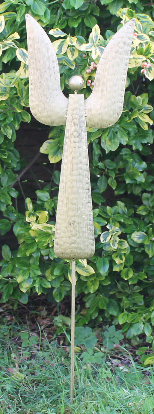 Gartenstecker Engel aus Metall Dekofigur Höhe 64 cm Farbe Gold Metallfigur Beetstecker Metall-Engel Weihnachtsdeko