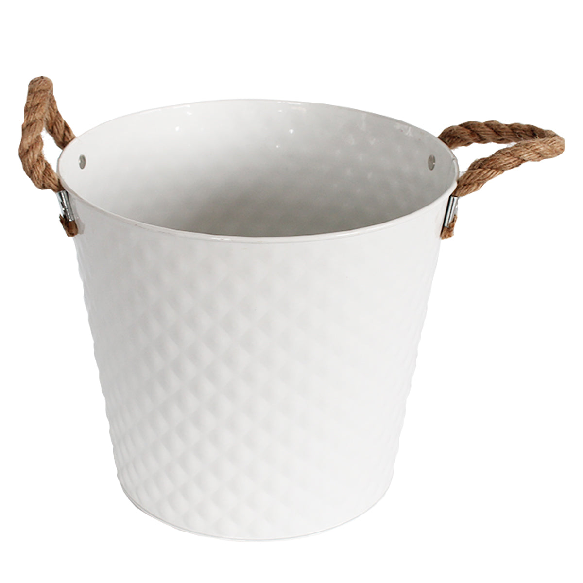 Pflanztopf Pflanzgefäß Zinktopf Diamond Hellweiß 22cm Ø Blumentopf Metall Übertopf