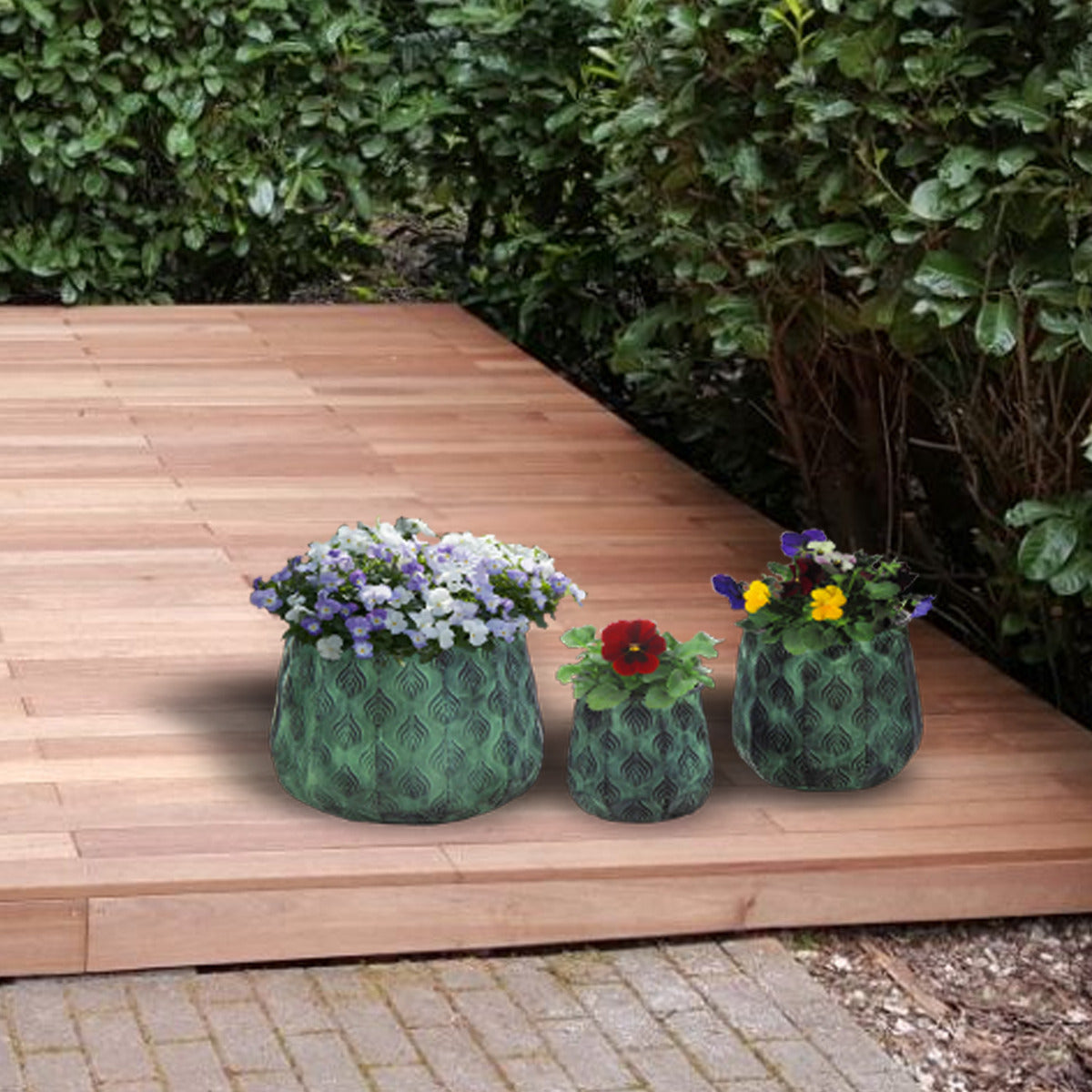 Pflanztopf Pflanzgefäß Zinktopf Cauldron Green 19cm Rund Blumentopf Metall Übertopf