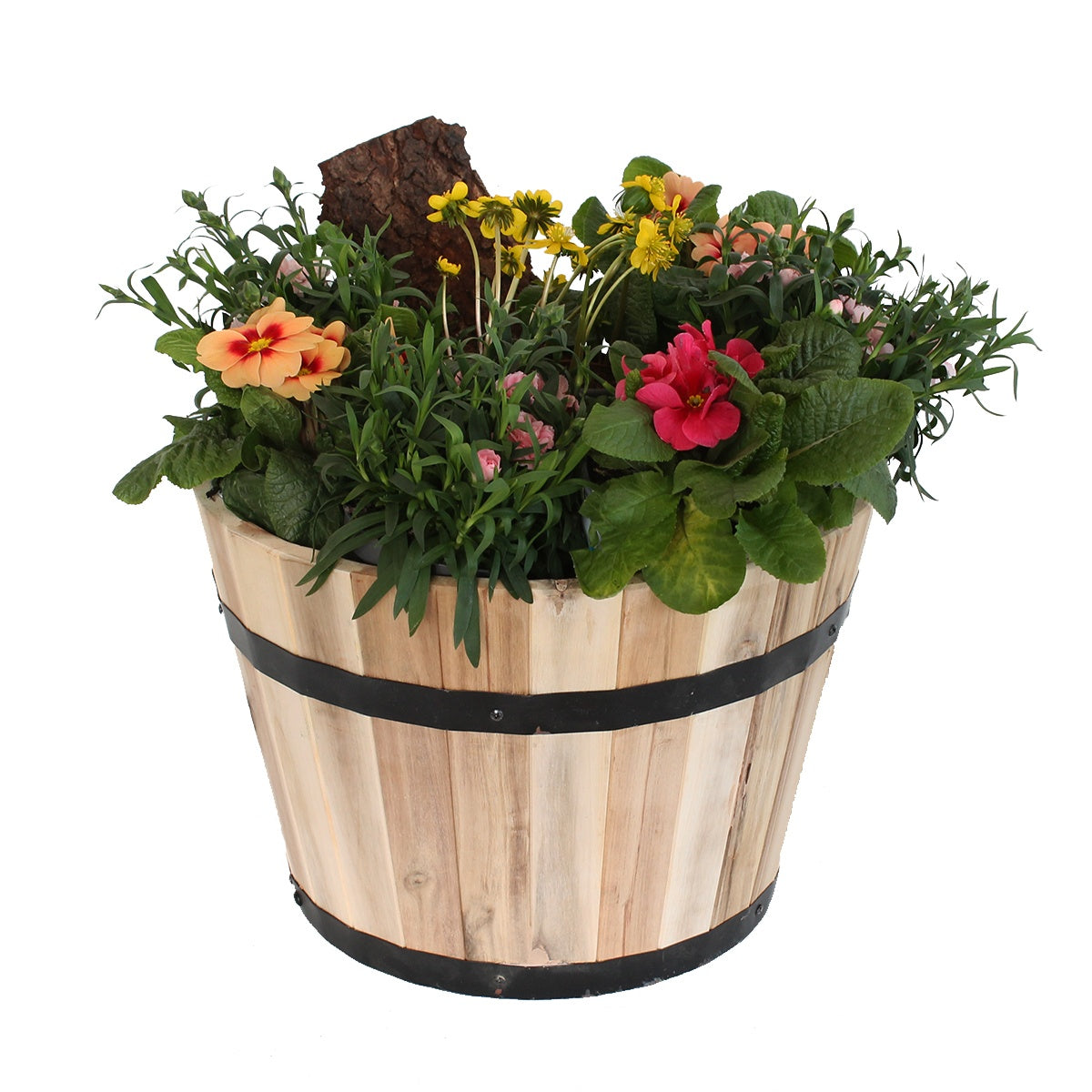 Pflanzkübel Holz rund 40 cm Holzfass Blumenkübel Blumentopf natur Akazienholz Pflanztopf