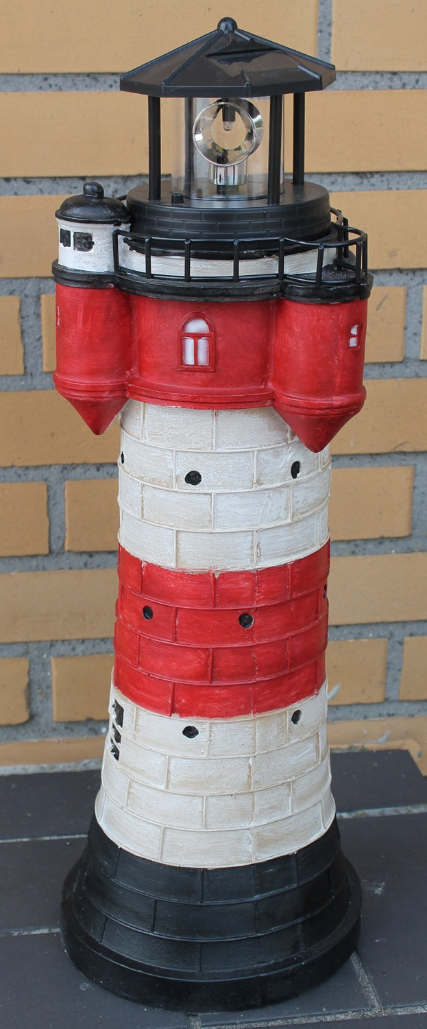 Leuchtturm Roter Sand Solar 50 cm Solarbetrieben Maritime Dekoration mit LED Beleuchtung