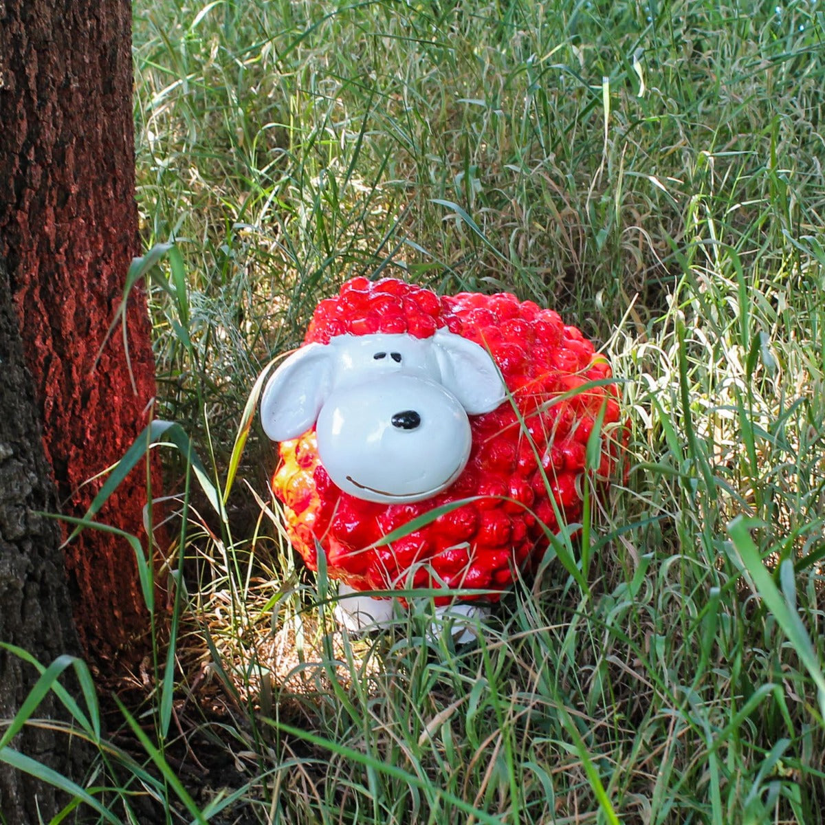 Buntes Deko Schaf "Bruno" rot Gartenfigur Schaf Dekofigur Schaf lustige Schafe