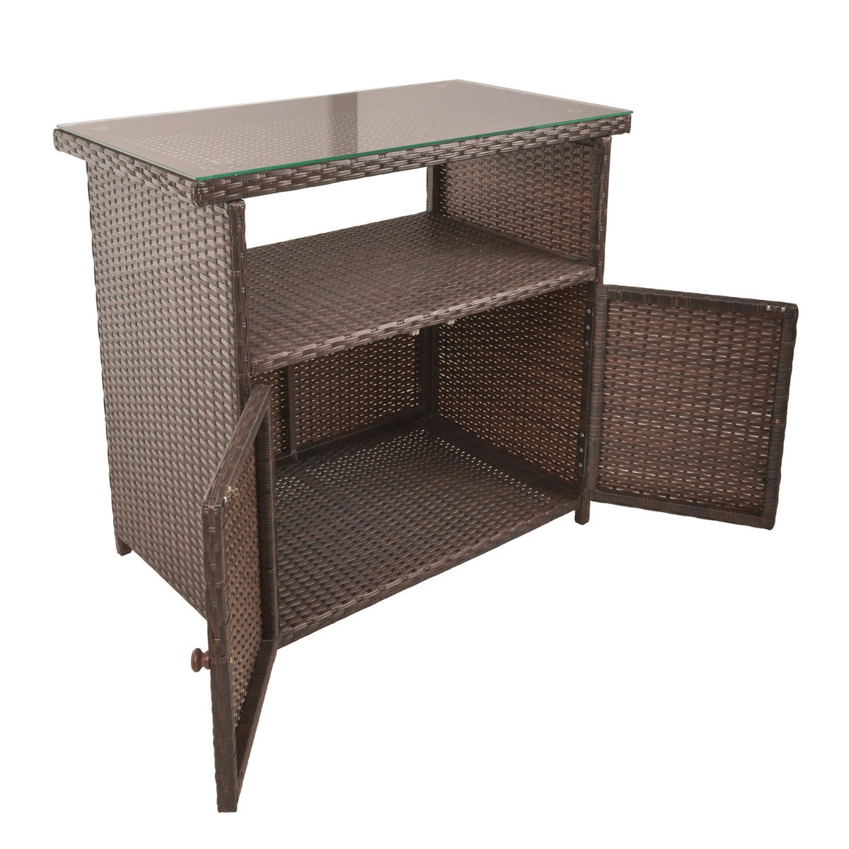 Garden Pleasure Sideboard Padua braun| Rattan Sideboard 90x50x84cm, Terassen Sideboard wetterfest, Anrichte, Sideboard Rattangeflecht, Terassenschrank