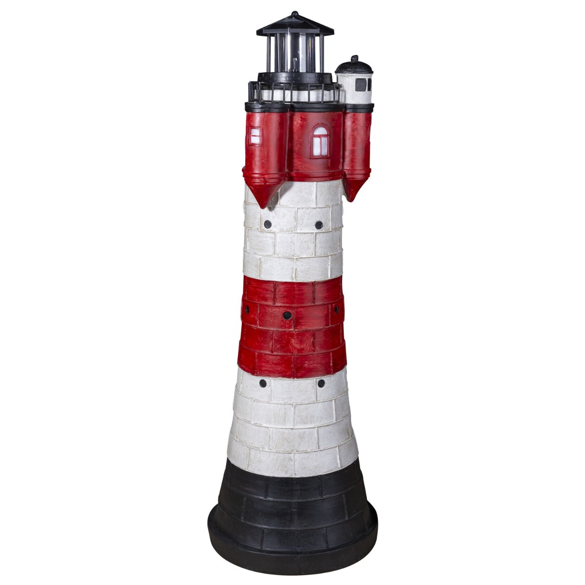 Leuchtturm Roter Sand Solar Leuchtturm 80 cm Maritime Deko LED Beleuchtung blinkend