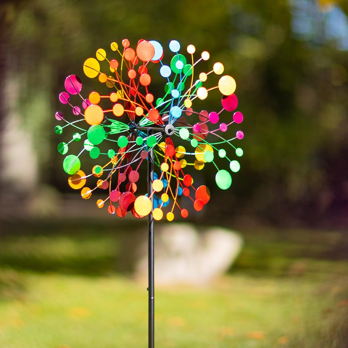 Kinetic Art Metall Windrad Multi-colored Kaleidoscope Windspiel Doppel Windrad Gartendeko