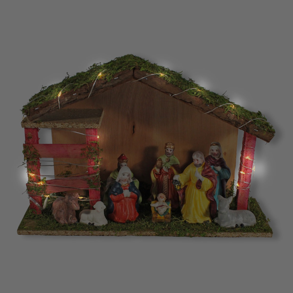 Weihnachtskrippe mit 9 Krippenfiguren Krippe Weihnachten Holz