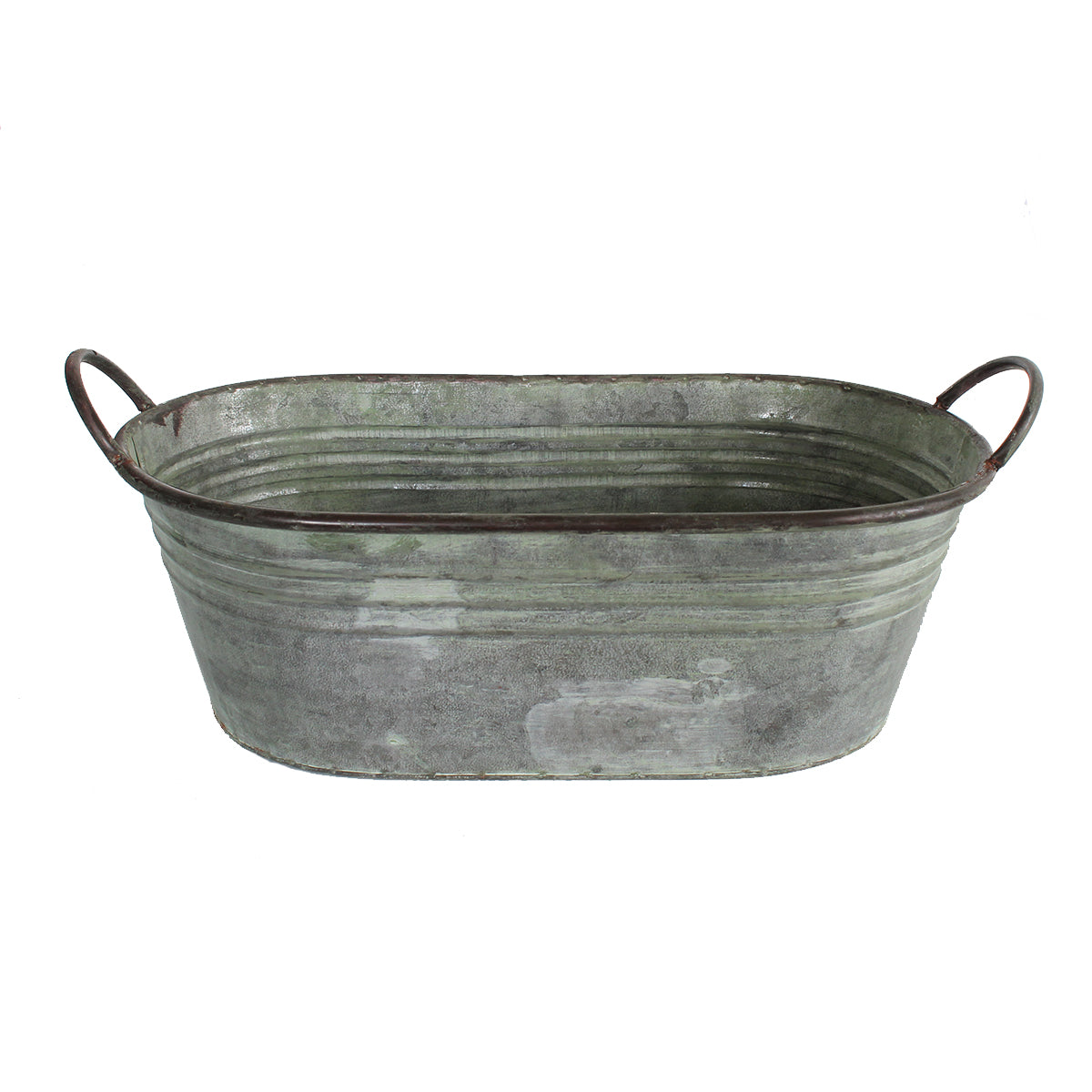 Pflanztopf Pflanzgefäß Zinktopf Old Green 50cm Oval Blumentopf Metall Übertopf