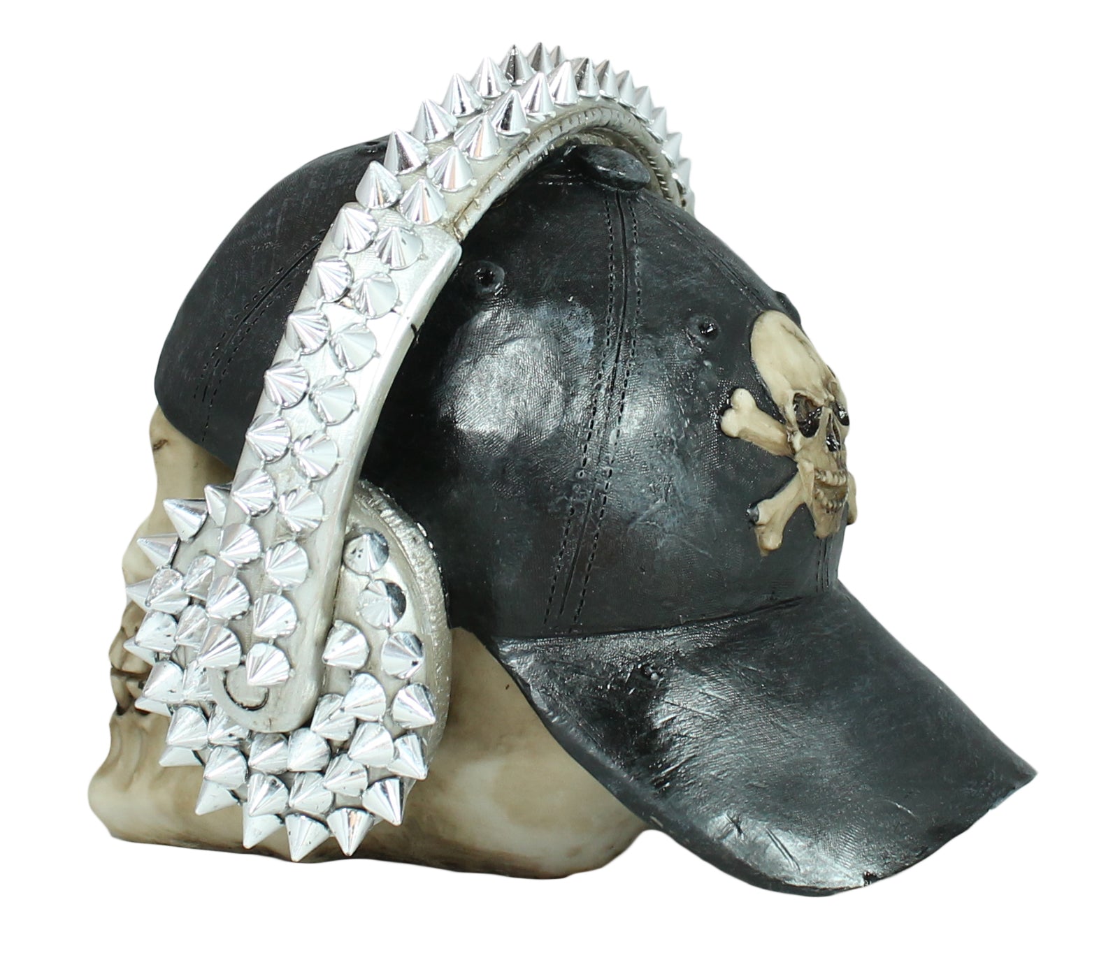 Dekofigur Totenkopf Cappy mit Kopfhörer und Stacheln Schädel Mystic Gothic Fantasy Dekoration