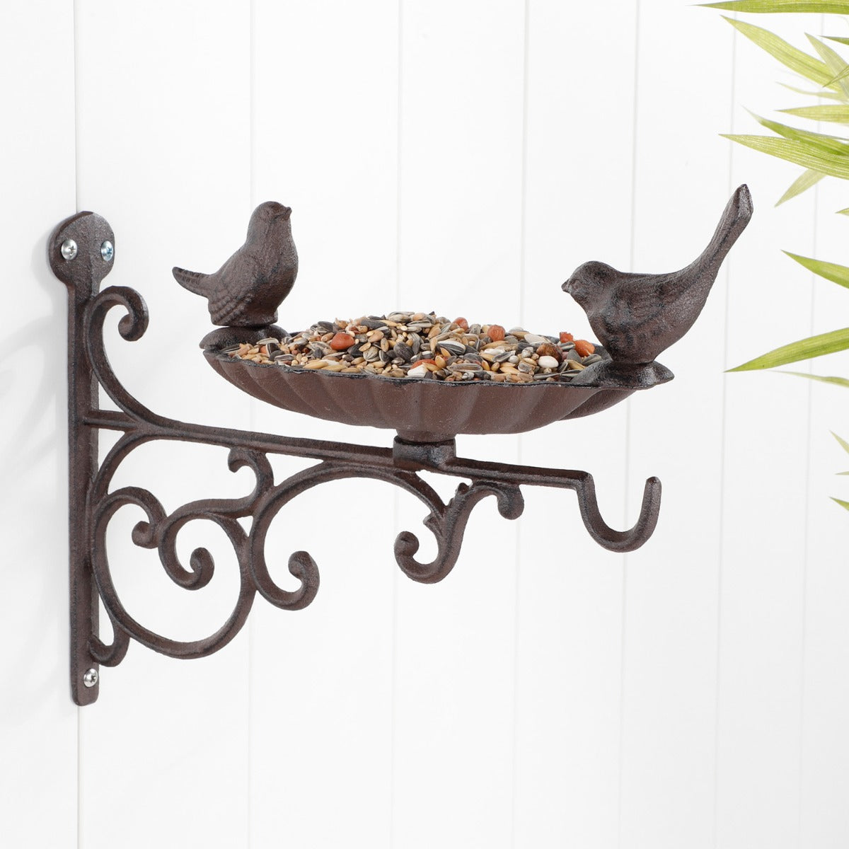 Vogelfutterstation Vogeltränke Wandmontage Vogelbad aus Gusseisen 2in1