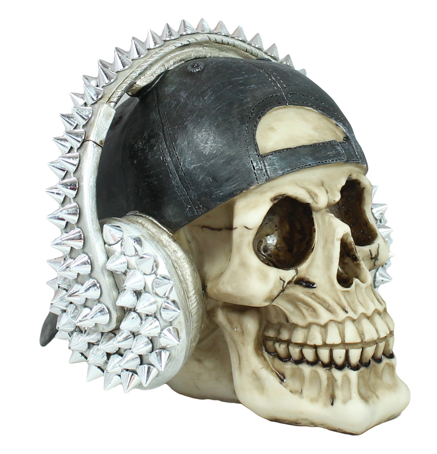 Dekofigur Totenkopf Cappy mit Kopfhörer und Stacheln Schädel Mystic Gothic Fantasy Dekoration