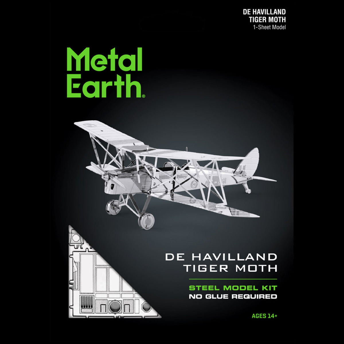 Metal Earth Metallbausätze MMS066 DH82 Tiger Moth Doppeldecker Flugzeug Metall Modell