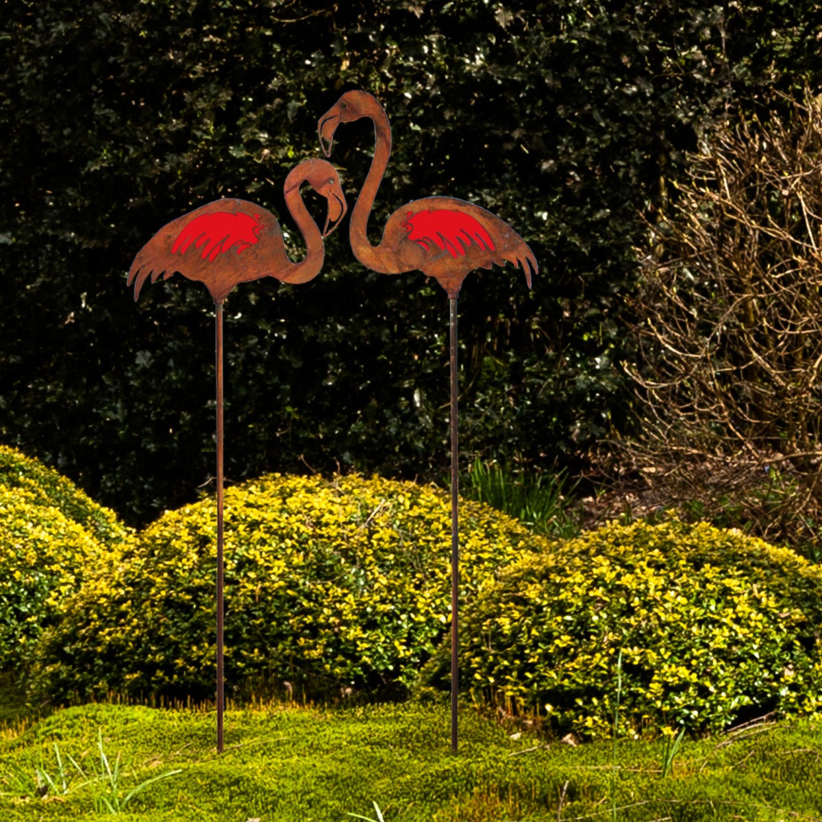 Gartenstecker Rost Flamingo Figuren 2 Stück Rost Deko Gartenstecker Deko Flamingo