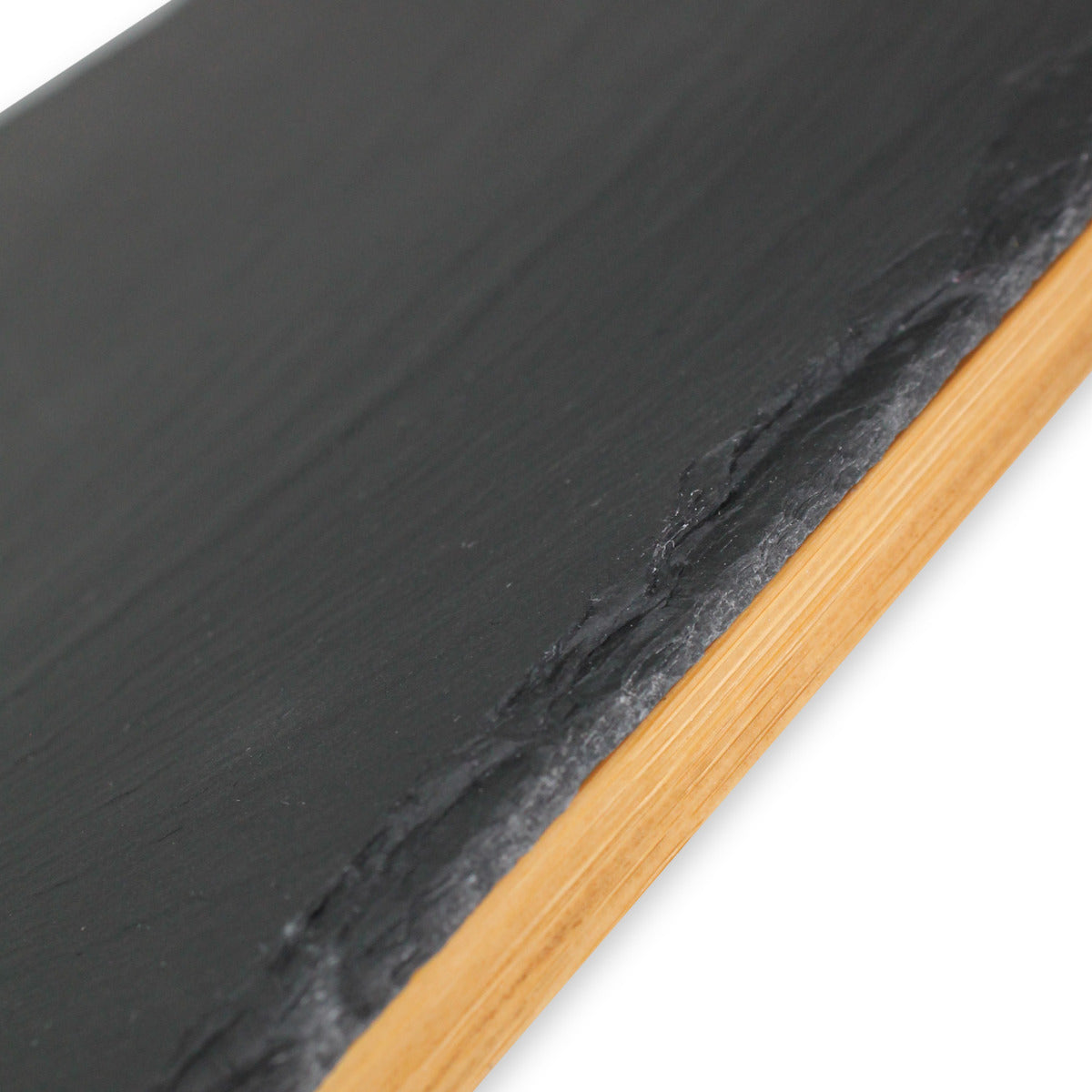 Servierplatte Schiefer 34 x 26 cm Buffetplatte schwarz Servierplatte Holz Rahmen FSC